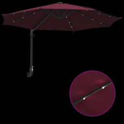 Berkfield Garden Parasol Red, Black 248 X 248 X 148 Cm Polyester, Steel - thumbnail 9