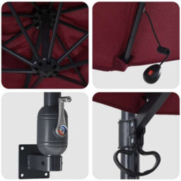 Berkfield Garden Parasol Red, Black 248 X 248 X 148 Cm Polyester, Steel - thumbnail 7