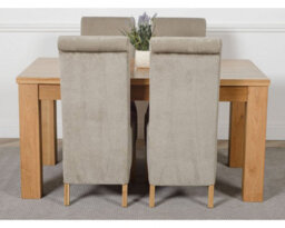 That's Furniture Dakota 152 X 87 Cm Chunky Medium Oak Dining Table And 4 Chairs Dining Set With Montana Grey Fabric Chairs - thumbnail 2