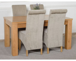 That's Furniture Dakota 152 X 87 Cm Chunky Medium Oak Dining Table And 4 Chairs Dining Set With Montana Grey Fabric Chairs - thumbnail 3