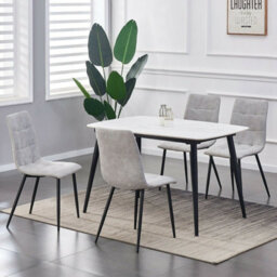 Mcc Direct Henri Faux Suede Leather Dining Chairs Set Of 4 Light Grey - thumbnail 1