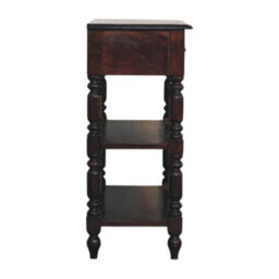 Artisan Furniture Solid Wood Turned Legs Cherry Side Table, 2-Drawers, 2 Shelves, Dark Brown - thumbnail 8