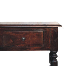 Artisan Furniture Solid Wood Turned Legs Cherry Side Table, 2-Drawers, 2 Shelves, Dark Brown - thumbnail 5