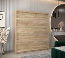 Arte Verona 01 Contemporary 2 Sliding Door Wardrobe 9 Shelves 2 Rails Oak Sonoma Effect (H)2000mm (W)1800mm (D)620mm - thumbnail 2