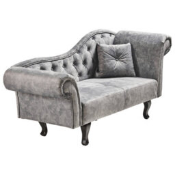 Beliani Right-Hand Chaise Longue Lattes Ii Velvet Grey With Cushion - thumbnail 4