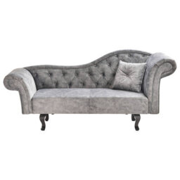 Beliani Right-Hand Chaise Longue Lattes Ii With Cushion Velvet Grey