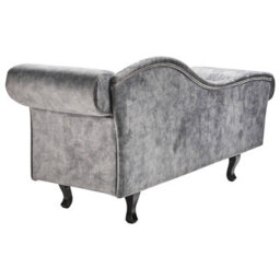Beliani Right-Hand Chaise Longue Lattes Ii Velvet Grey With Cushion - thumbnail 5