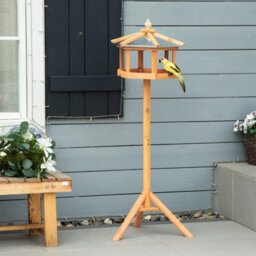 Wooden Bird Feeding Station, Garden Stand For Parrot & Nesting - thumbnail 4