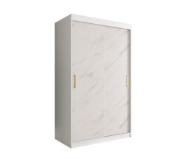 Arte Elegant White Geneva T Sliding Door Wardrobe W1200mm H2000mm D620mm - Modern Design, Gold Handles, Space-Saving - thumbnail 1