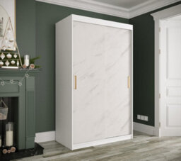 Arte Elegant White Geneva T Sliding Door Wardrobe W1200mm H2000mm D620mm - Modern Design, Gold Handles, Space-Saving - thumbnail 2