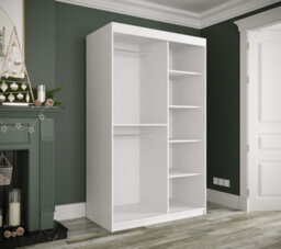 Arte Elegant White Geneva T Sliding Door Wardrobe W1200mm H2000mm D620mm - Modern Design, Gold Handles, Space-Saving - thumbnail 3