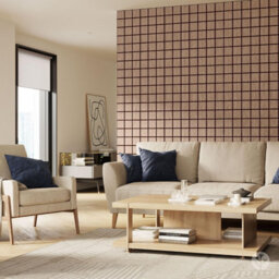 Wvh Walnut Check Geometric Wood Veneer Acoustic Felt Backing Decorative Sound-Absorbing Solution For Homes, Offices, And Studios - thumbnail 4