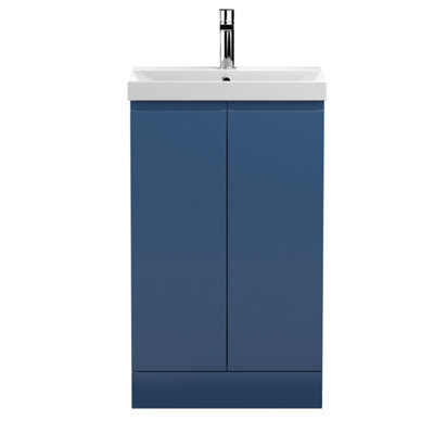 Hudson Reed Urban Satin Blue Floor Standing 2 Door Vanity Unit And Basin With Silent Close, 860 X 510 X 395 - image 1