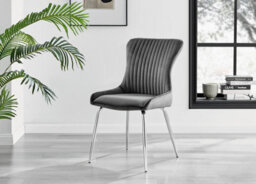 Furniturebox Uk Palma Beige Stone Effect Round Dining Table & 4 Dark Grey Nora Silver Leg Chairs - thumbnail 9