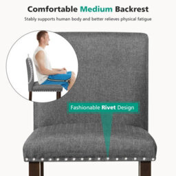 Costway Set Of 2 Upholstered Bar Stools Linen Counter Height Chair Kitchen Island Stool - thumbnail 6