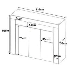 Furneo Matt & High Gloss White 3-Door Sideboard Cabinet Cupboard Unit Clifton 04 Blue Led Lights - thumbnail 4