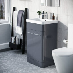 Nes Home Afern 500mm Vanity Unit Cabinet And Wash Basin Steel Grey - thumbnail 3
