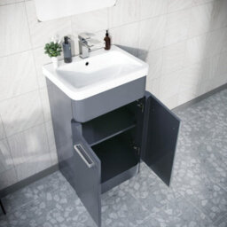 Nes Home Afern 500mm Vanity Unit Cabinet And Wash Basin Steel Grey - thumbnail 6