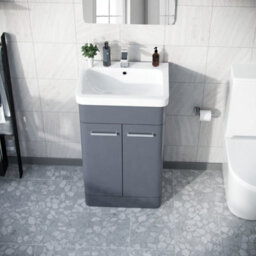 Nes Home Afern 500mm Vanity Unit Cabinet And Wash Basin Steel Grey - thumbnail 5