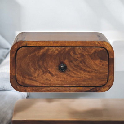 Artisan Furniture Solid Wood Avora Mini Wall-Mounted Chestnut 1 Drawer Nightstand, Brown - image 1