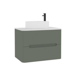 Royal Bathrooms Venice 700mm Sage Green Wall Mounted Bathroom Countertop Vanity Unit 2 Drawer With Peak Basin - thumbnail 7