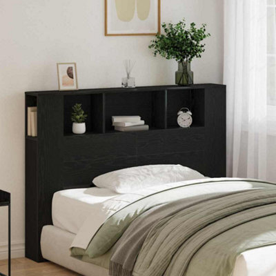Walplus Headboard Cabinet Black Oak 140 X 19 X 104.5 Cm Engineered Wood - image 1