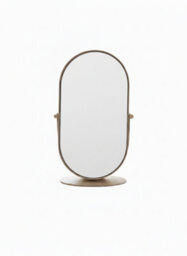 Biznest Beige Oval Mirror 360 Rotation Function Dressing Table Framed Stand Swivel Design Home Vanity Decor Display - thumbnail 6