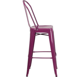 Set Of 4 24 Inch Purple Bar Stools Galvanised Steel Indoor Outdoor - thumbnail 3