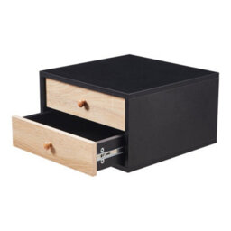 Darphe 40Cm W X 40Cm D X 23Cm H Floating Bedroom Nightstand With Two Drawers Black - thumbnail 4