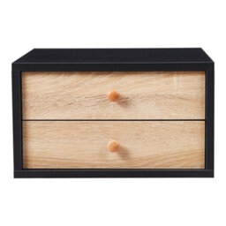 Darphe 40Cm W X 40Cm D X 23Cm H Floating Bedroom Nightstand With Two Drawers Black - thumbnail 3