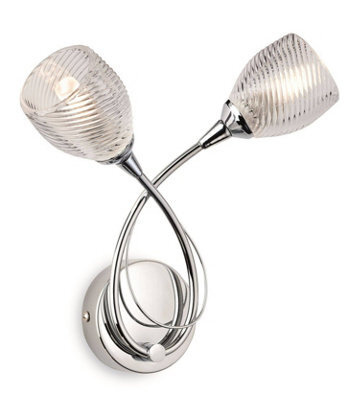 Luminosa Lighting Luminosa Henley 2 Light Indoor Wall Light Chrome, Clear Decorative Glass, G9
