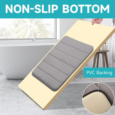 Bathroom Mat Shower Bath Non Slip Memory Foam Rug Soft Absorbent Water Door Mat Grey 40 X 60 Cm - image 1