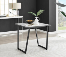 Furniturebox Uk Carson White Marble Effect Square Dining Table & 2 Grey Pesaro Silver Chairs - thumbnail 2