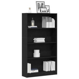 Berkfield Elegant 4-Tier Bookcase Black Oak 80X24X143 Cm Engineered Wood - thumbnail 4