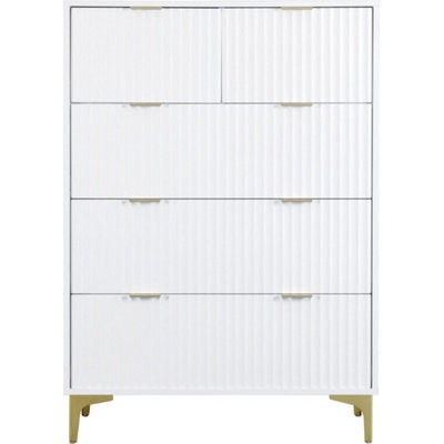 3+2 White Drawer Chest With Gold Handles - image 1