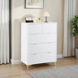 3+2 White Drawer Chest With Gold Handles - thumbnail 6