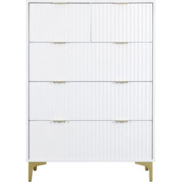 3+2 White Drawer Chest With Gold Handles - thumbnail 1