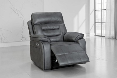 Faux Leather Grey 1 Seater Electric Recliner Chair Venetian - image 1