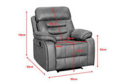 Faux Leather Grey 1 Seater Electric Recliner Chair Venetian - thumbnail 9