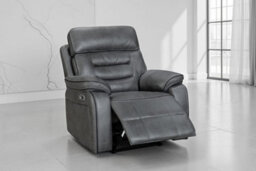 Faux Leather Grey 1 Seater Electric Recliner Chair Venetian - thumbnail 1