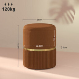 Wyld Haus Rapa Etched Velvet Light Brown Storage Ottoman With Gold Detail, 36 X 36 X 44 Cm - thumbnail 3