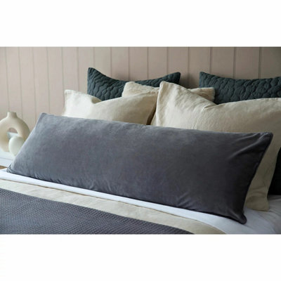 Xample Belledorm Dark Grey Velvet Long Bolster Cushion 43 X 120Cm With Microfibre Fill, Piped Edging & Machine Washable Cover - image 1