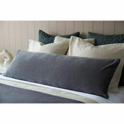 Xample Belledorm Dark Grey Velvet Long Bolster Cushion 43 X 120Cm With Microfibre Fill, Piped Edging & Machine Washable Cover - thumbnail 1