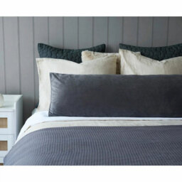 Xample Belledorm Dark Grey Velvet Long Bolster Cushion 43 X 120Cm With Microfibre Fill, Piped Edging & Machine Washable Cover - thumbnail 3