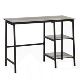 Oakham Signature Halston Desk In Smoked Glass And Black