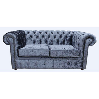 Chesterfield Handmade 2 Seater Sofa Settee Senso Dusk Blue Velvet In Classic Style - image 1