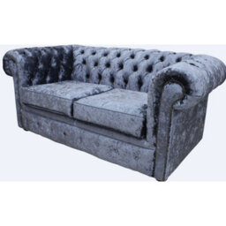 Chesterfield Handmade 2 Seater Sofa Settee Senso Dusk Blue Velvet In Classic Style - thumbnail 3