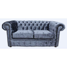 Chesterfield Handmade 2 Seater Sofa Settee Senso Dusk Blue Velvet In Classic Style - thumbnail 1
