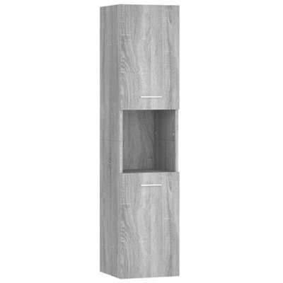 Berkfield Modern Bathroom Cabinet Grey Sonoma 30X30X130 Cm Engineered Wood
