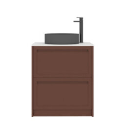 Royal Bathrooms Royal Bathroom Elmore 700mm Terracotta Clay Freestanding Bathroom Vanity Unit 2 Drawer Plain White Worktop With Art Round Basin - thumbnail 7